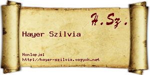 Hayer Szilvia névjegykártya